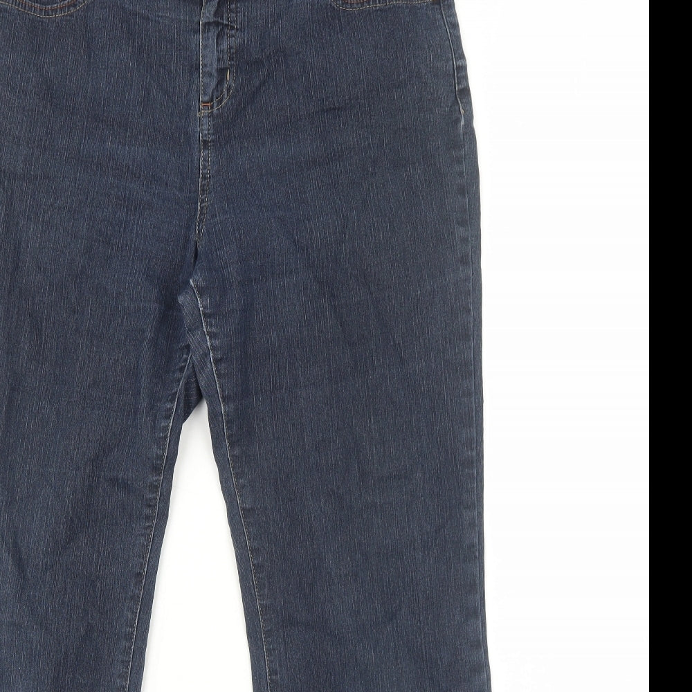 Per Una Womens Blue Cotton Bootcut Jeans Size 14 Regular Zip