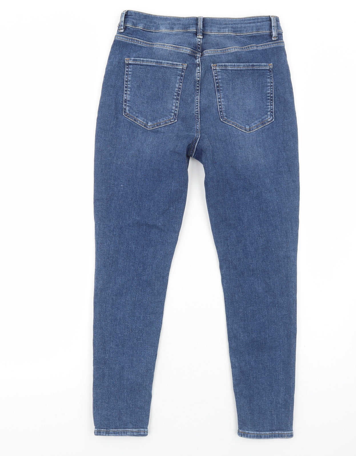 Marks and Spencer Womens Blue Cotton Skinny Jeans Size 12 Regular Zip