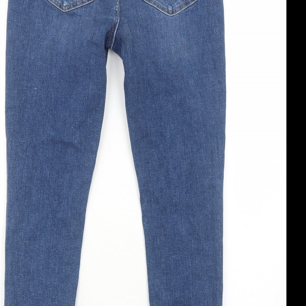 Marks and Spencer Womens Blue Cotton Skinny Jeans Size 12 Regular Zip