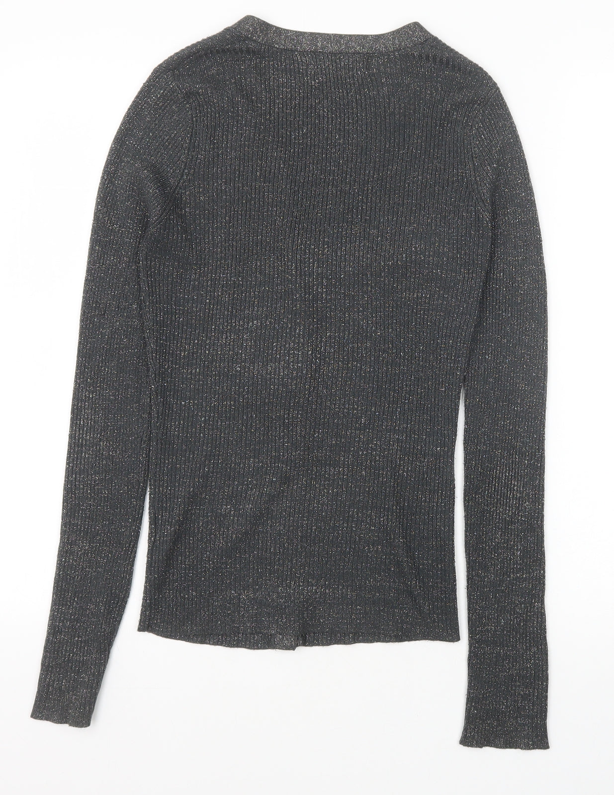 Zara Womens Grey V-Neck Polyester Cardigan Jumper Size S