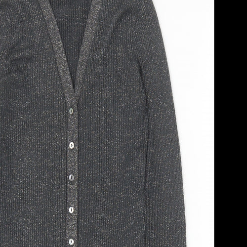 Zara Womens Grey V-Neck Polyester Cardigan Jumper Size S