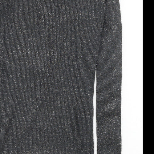 Zara Womens Grey V-Neck Polyester Cardigan Jumper Size S