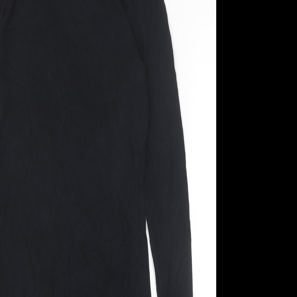 NEXT Womens Black Viscose Jumper Dress Size 8 Roll Neck Pullover