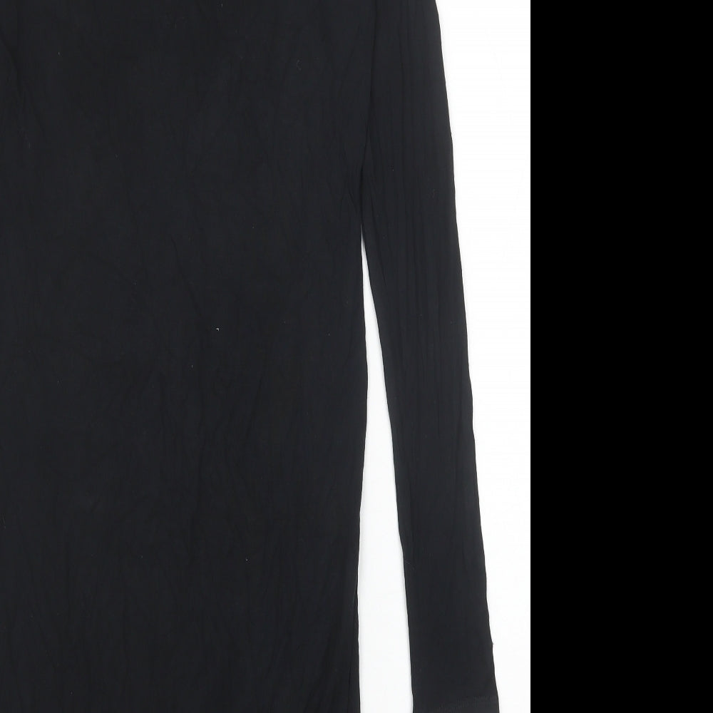 NEXT Womens Black Viscose Jumper Dress Size 8 Roll Neck Pullover