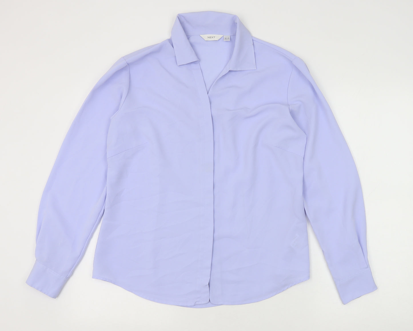 NEXT Womens Blue Polyester Basic Button-Up Size 14 Collared