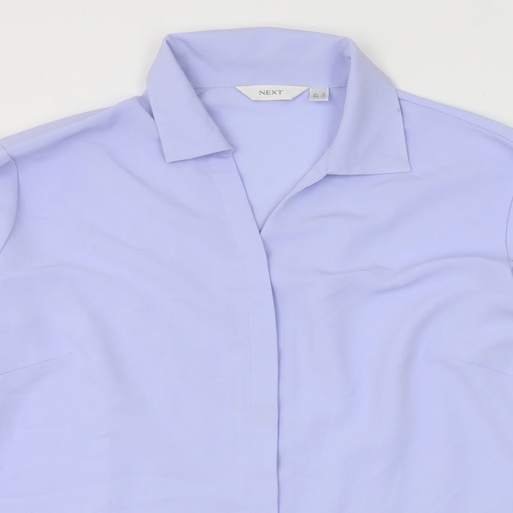 NEXT Womens Blue Polyester Basic Button-Up Size 14 Collared