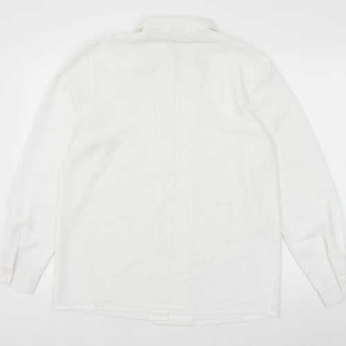 C&A Womens White Polyester Basic Button-Up Size 12 Collared