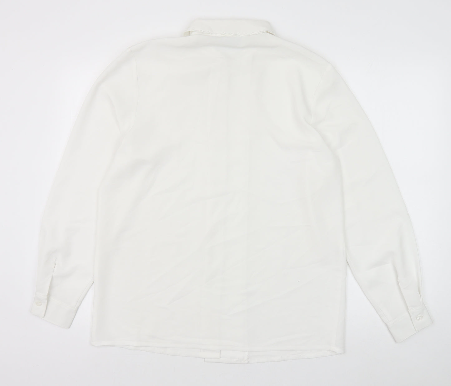 C&A Womens White Polyester Basic Button-Up Size 12 Collared