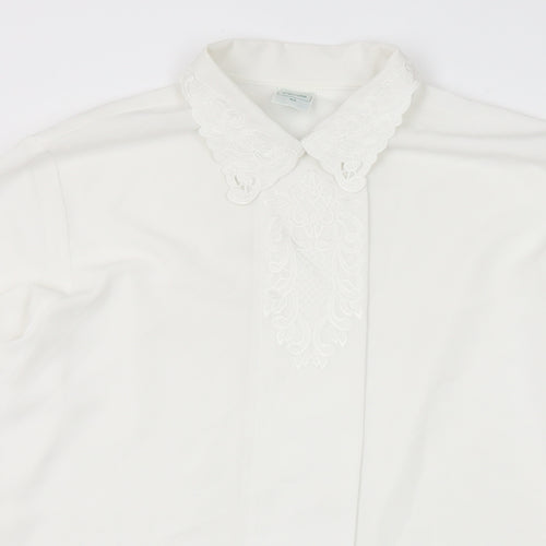 C&A Womens White Polyester Basic Button-Up Size 12 Collared
