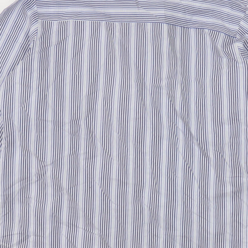 Marks and Spencer Womens Blue Striped Cotton Basic Button-Up Size 12 Collared