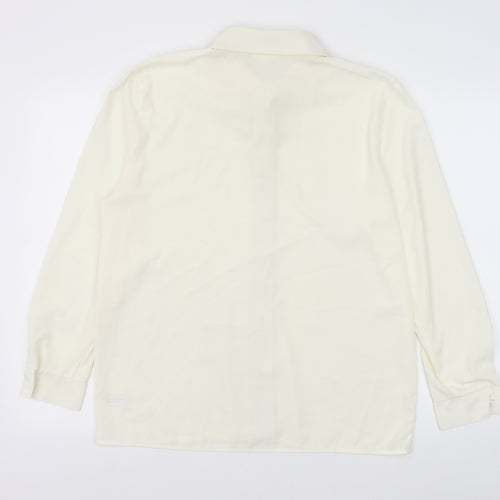 Richards Womens White Polyester Basic Button-Up Size 14 Collared
