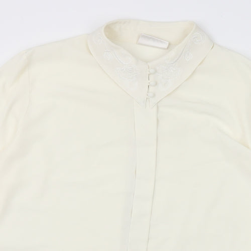 Richards Womens White Polyester Basic Button-Up Size 14 Collared