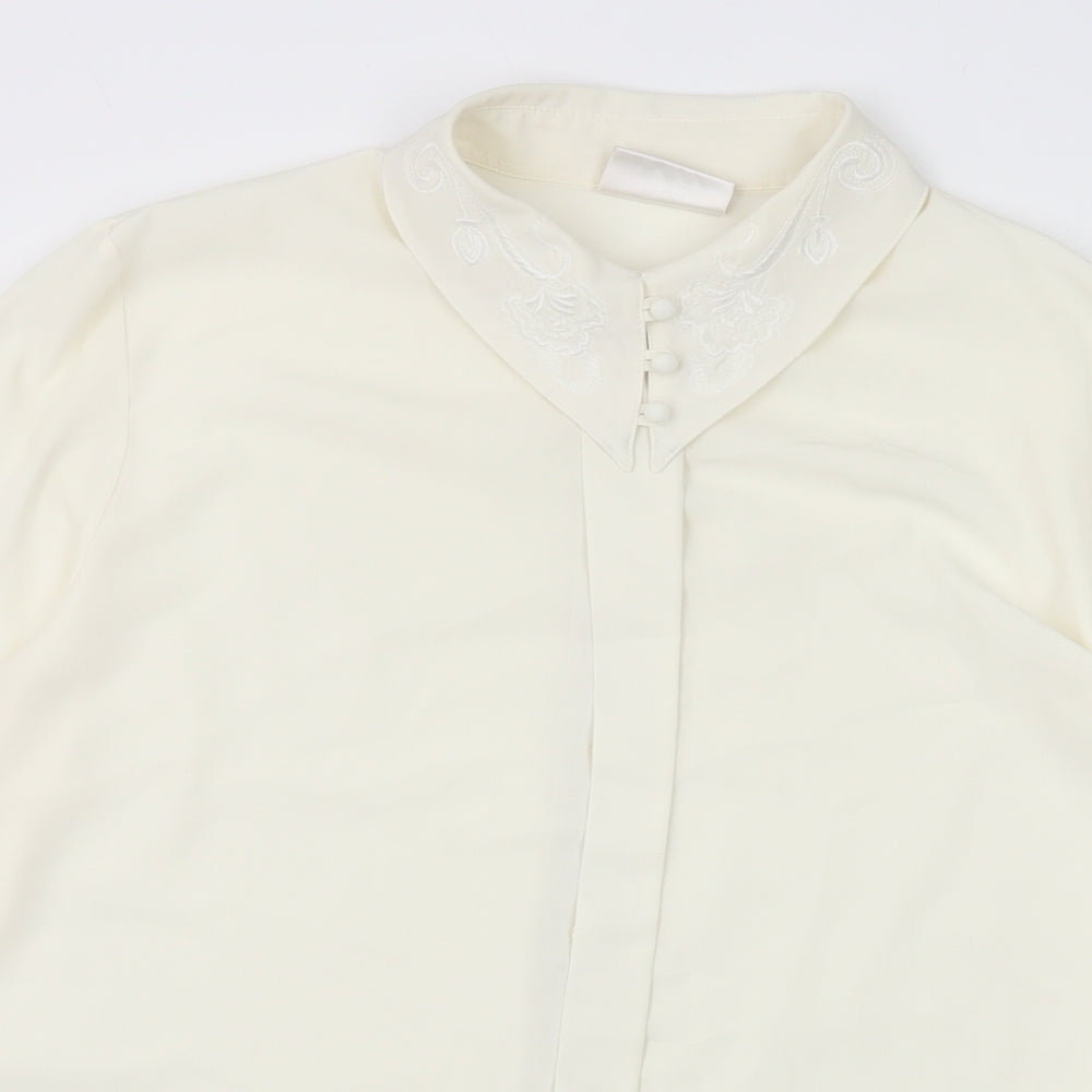 Richards Womens White Polyester Basic Button-Up Size 14 Collared