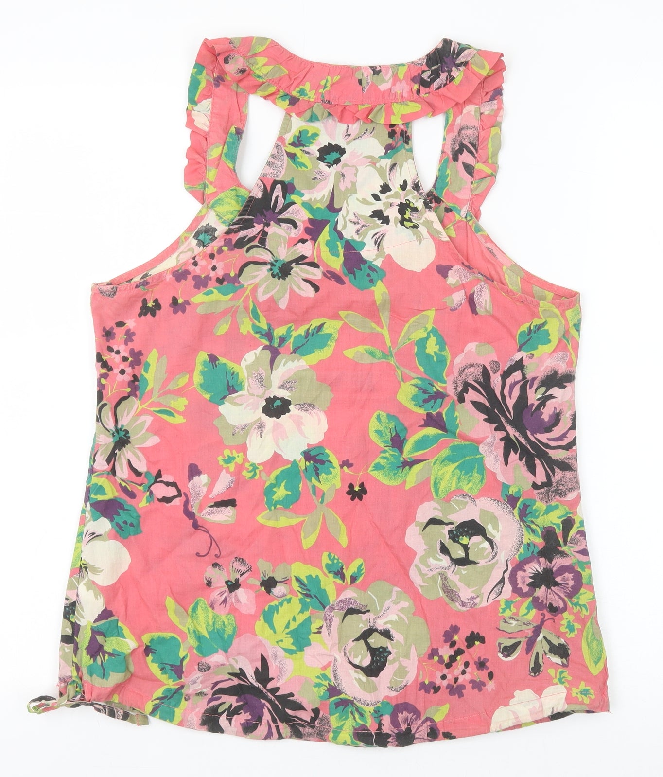 NEXT Womens Pink Floral 100% Cotton Basic Tank Size 8 Scoop Neck