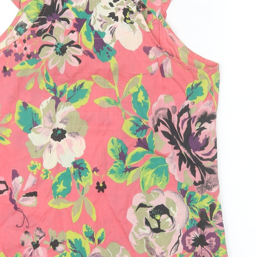 NEXT Womens Pink Floral 100% Cotton Basic Tank Size 8 Scoop Neck