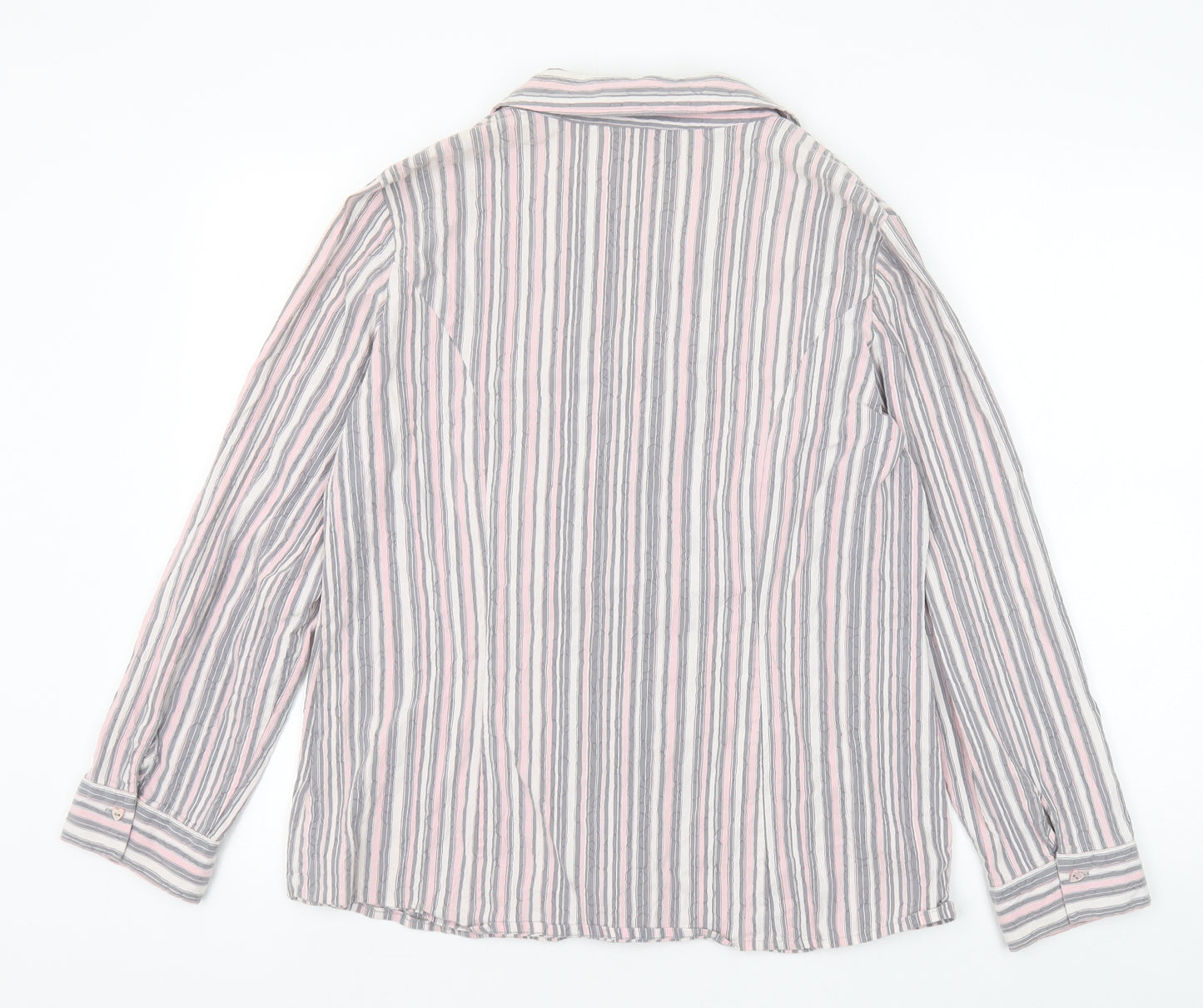 Marks and Spencer Womens Pink Striped Cotton Basic Button-Up Size 20 Collared