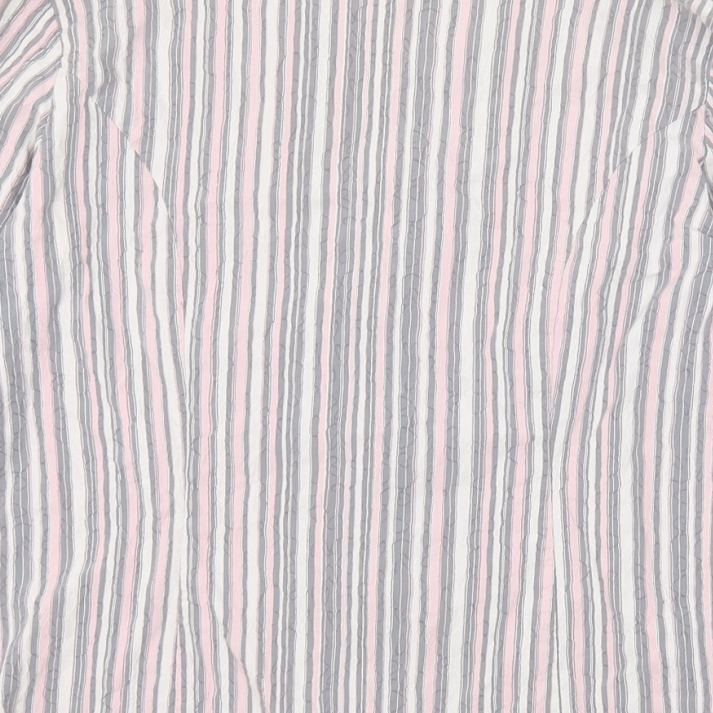 Marks and Spencer Womens Pink Striped Cotton Basic Button-Up Size 20 Collared