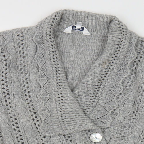 M&Co Womens Grey V-Neck Acrylic Cardigan Jumper Size M