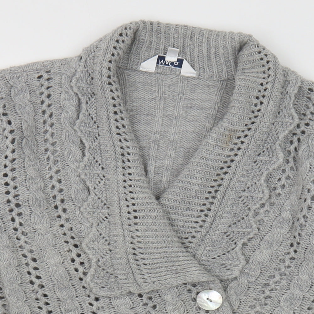 M&Co Womens Grey V-Neck Acrylic Cardigan Jumper Size M