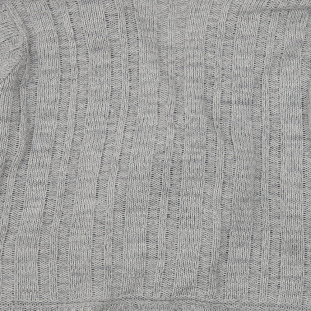 M&Co Womens Grey V-Neck Acrylic Cardigan Jumper Size M