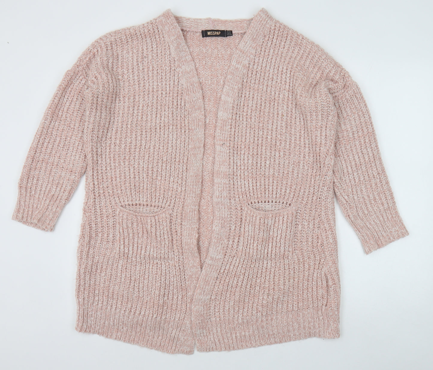 Misspap Womens Pink V-Neck Nylon Cardigan Jumper Size 10