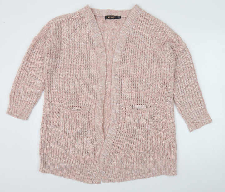 Misspap Womens Pink V-Neck Nylon Cardigan Jumper Size 10