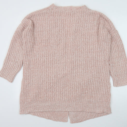 Misspap Womens Pink V-Neck Nylon Cardigan Jumper Size 10