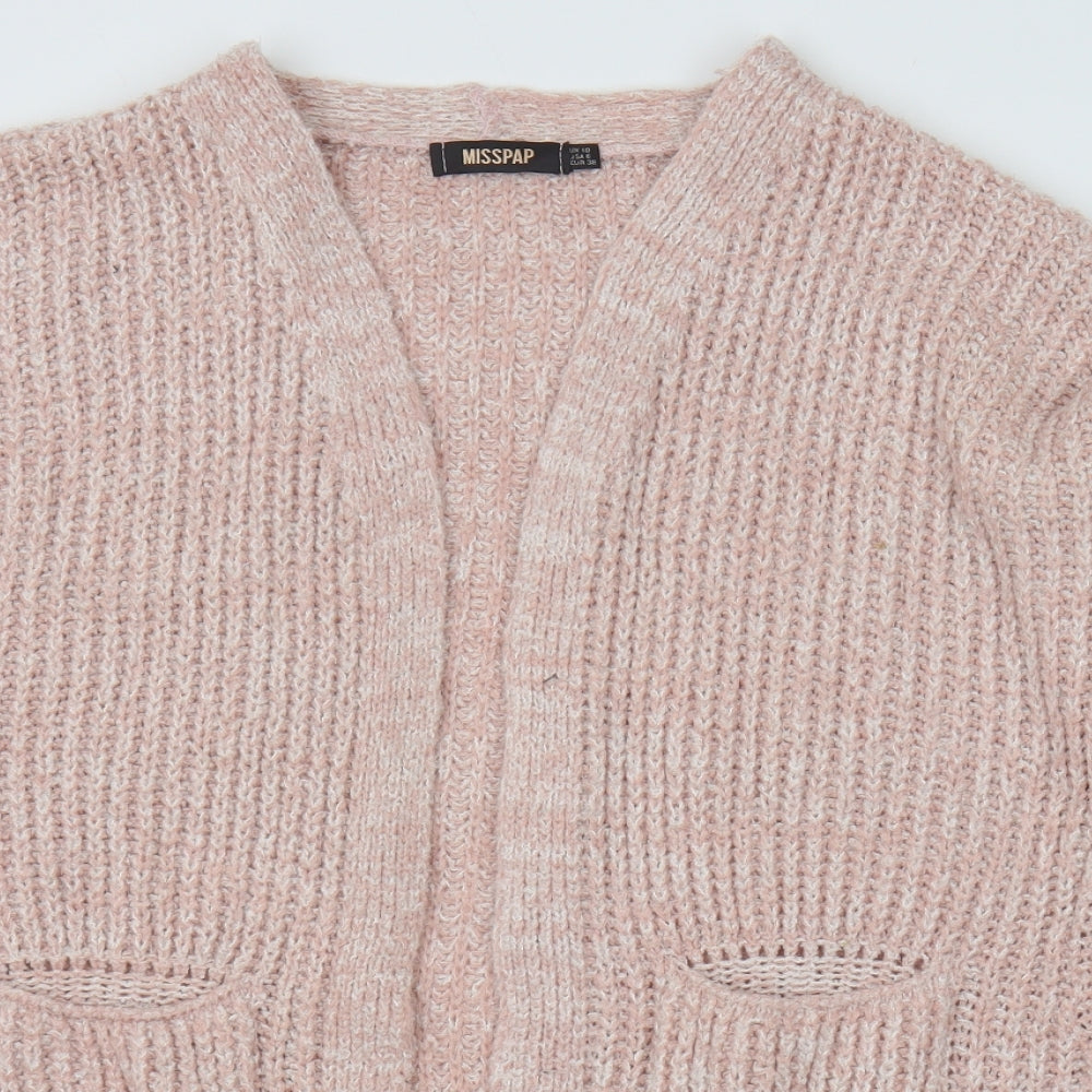 Misspap Womens Pink V-Neck Nylon Cardigan Jumper Size 10