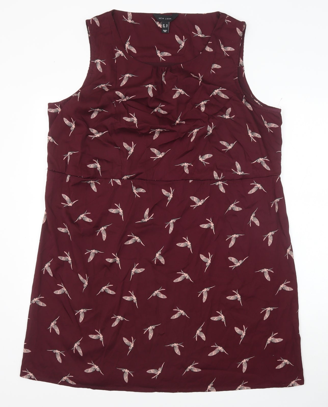 New Look Womens Purple Geometric Polyester A-Line Size 18 Scoop Neck Pullover - Birds