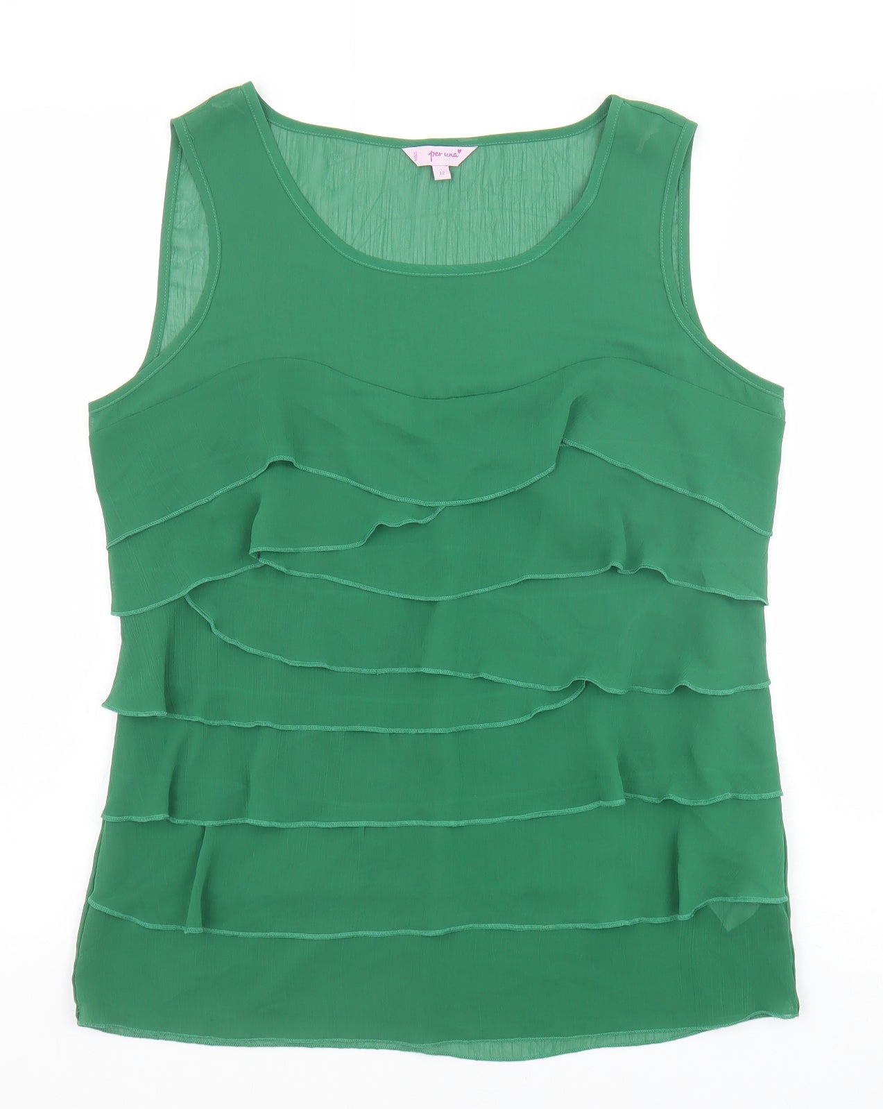 Marks and Spencer Womens Green Polyester Basic Tank Size 12 Scoop Neck