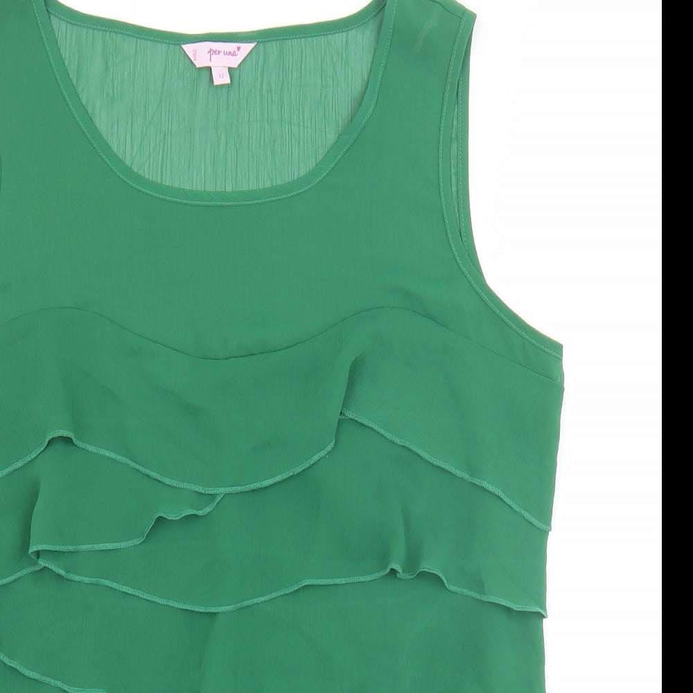 Marks and Spencer Womens Green Polyester Basic Tank Size 12 Scoop Neck