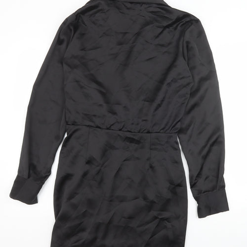 Zara Womens Black Polyester A-Line Size M Collared Zip
