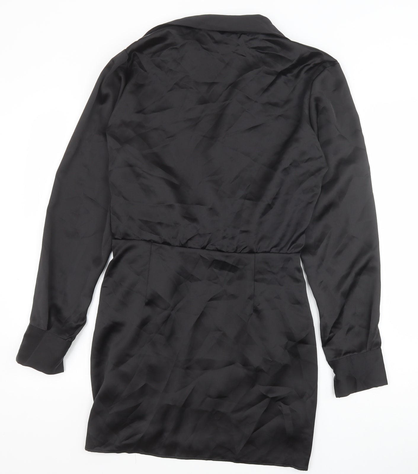 Zara Womens Black Polyester A-Line Size M Collared Zip