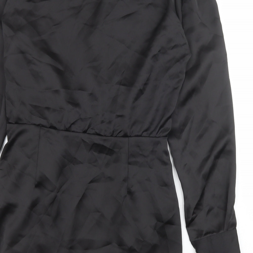 Zara Womens Black Polyester A-Line Size M Collared Zip