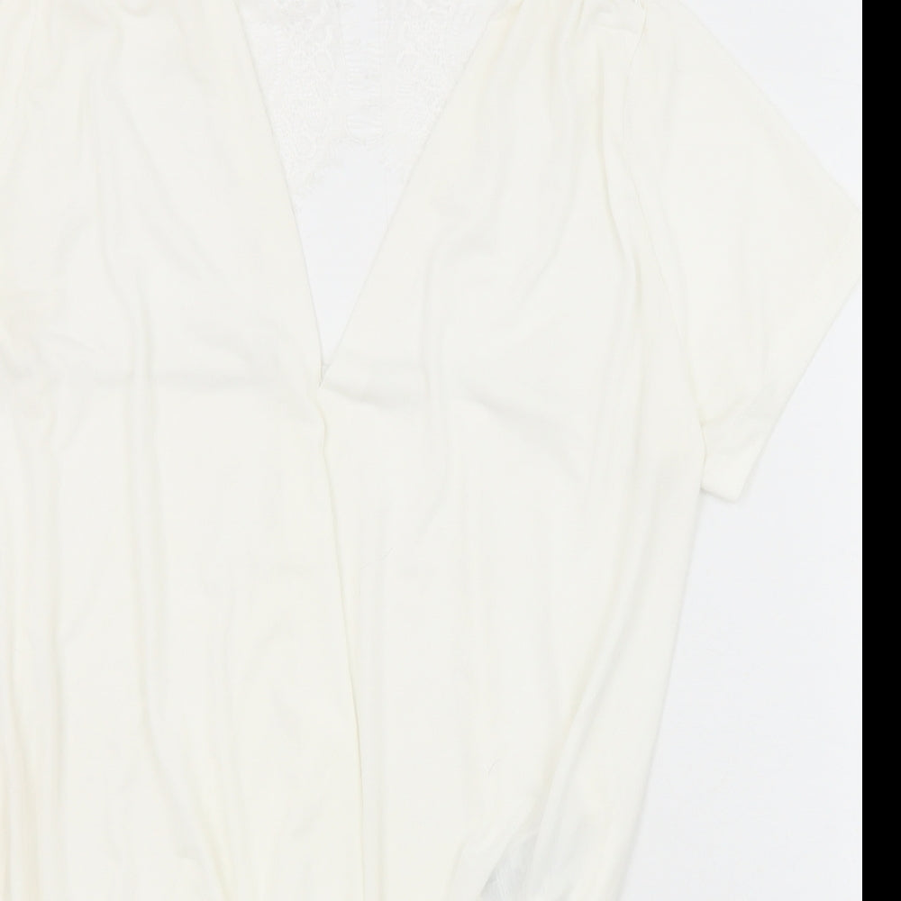 Pimkie Womens White Polyester Bodysuit One-Piece Size M Snap
