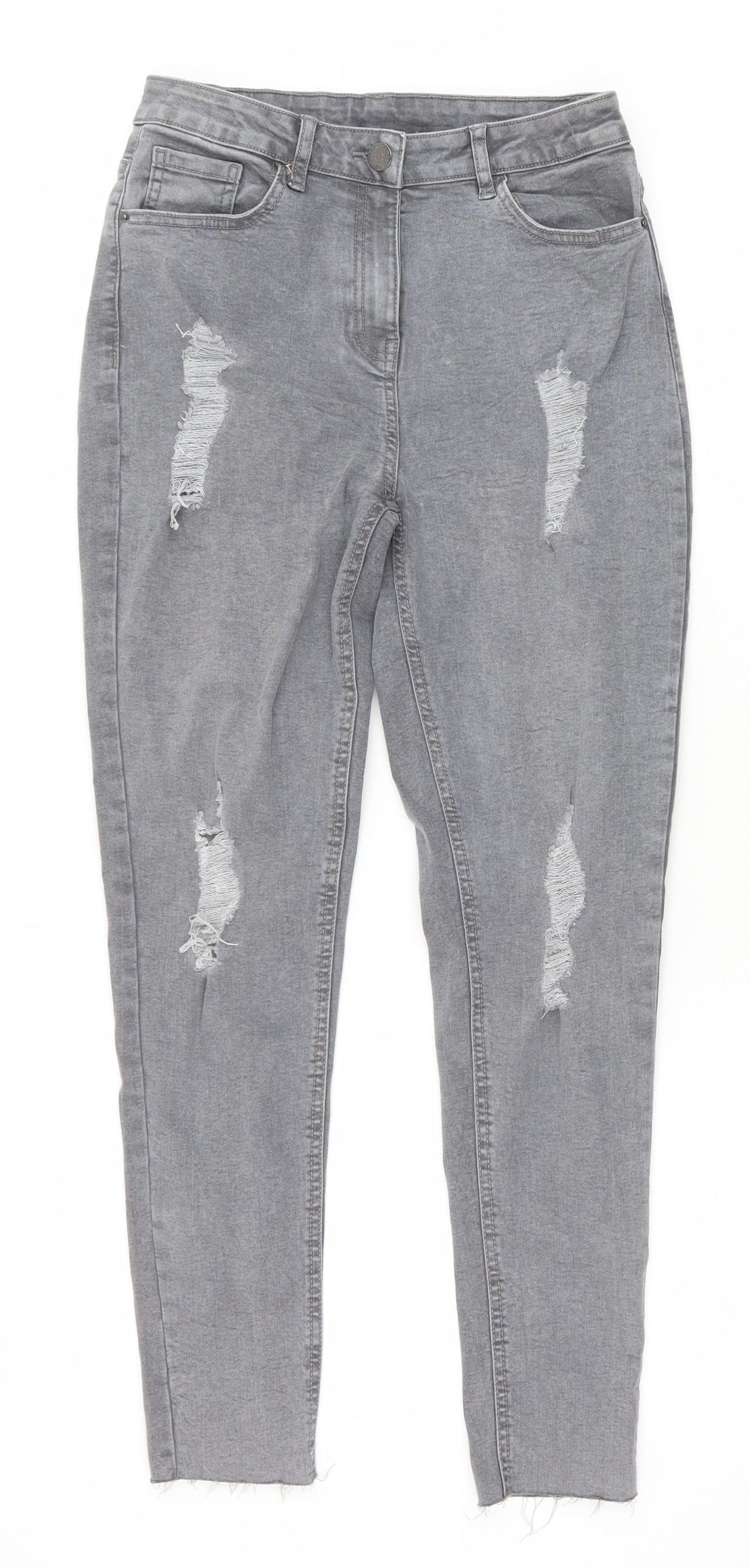 Candy Womens Grey Cotton Skinny Jeans Size 18 Regular Zip