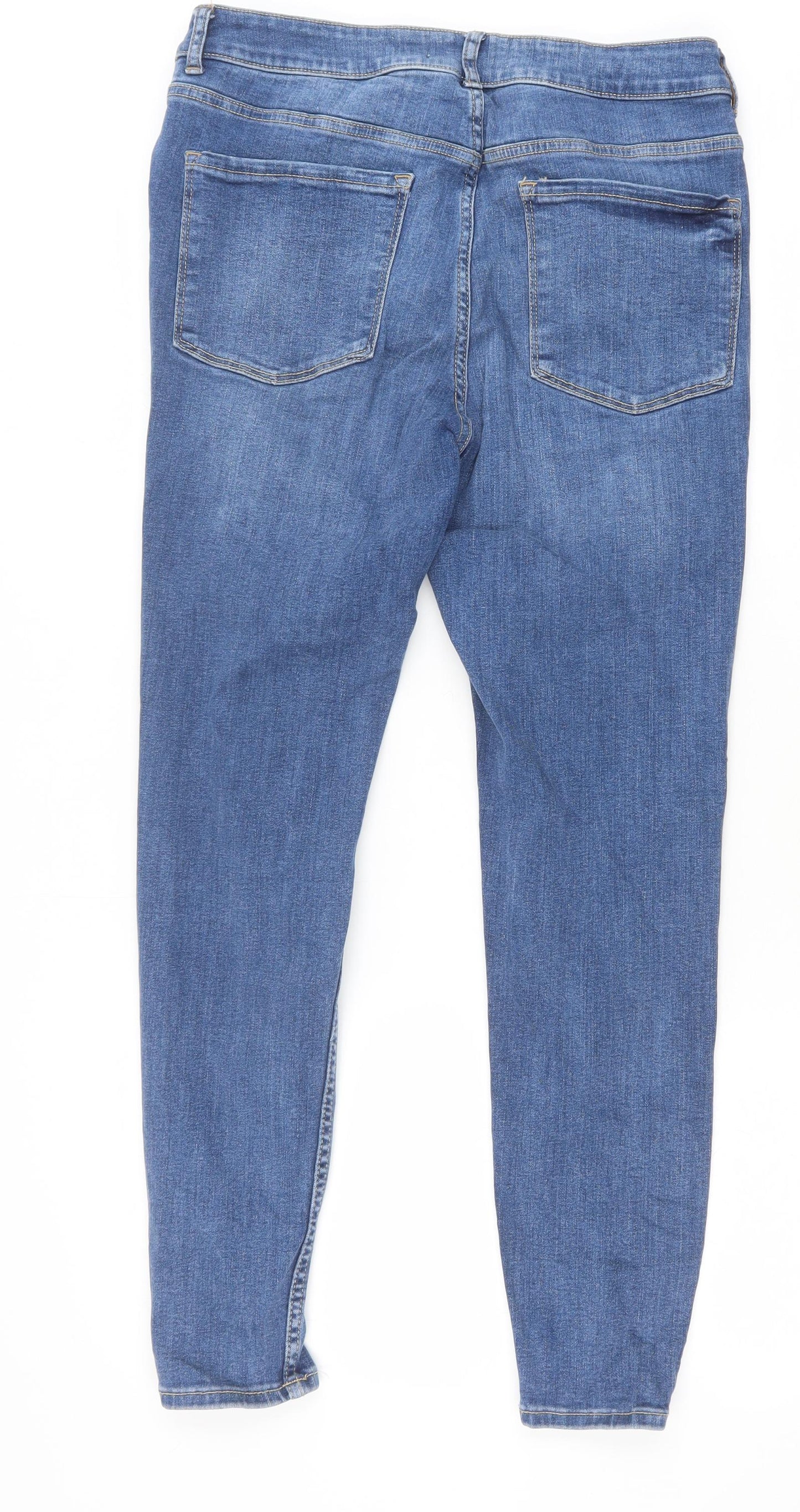 Primark Womens Blue Cotton Skinny Jeans Size 14 Regular Zip