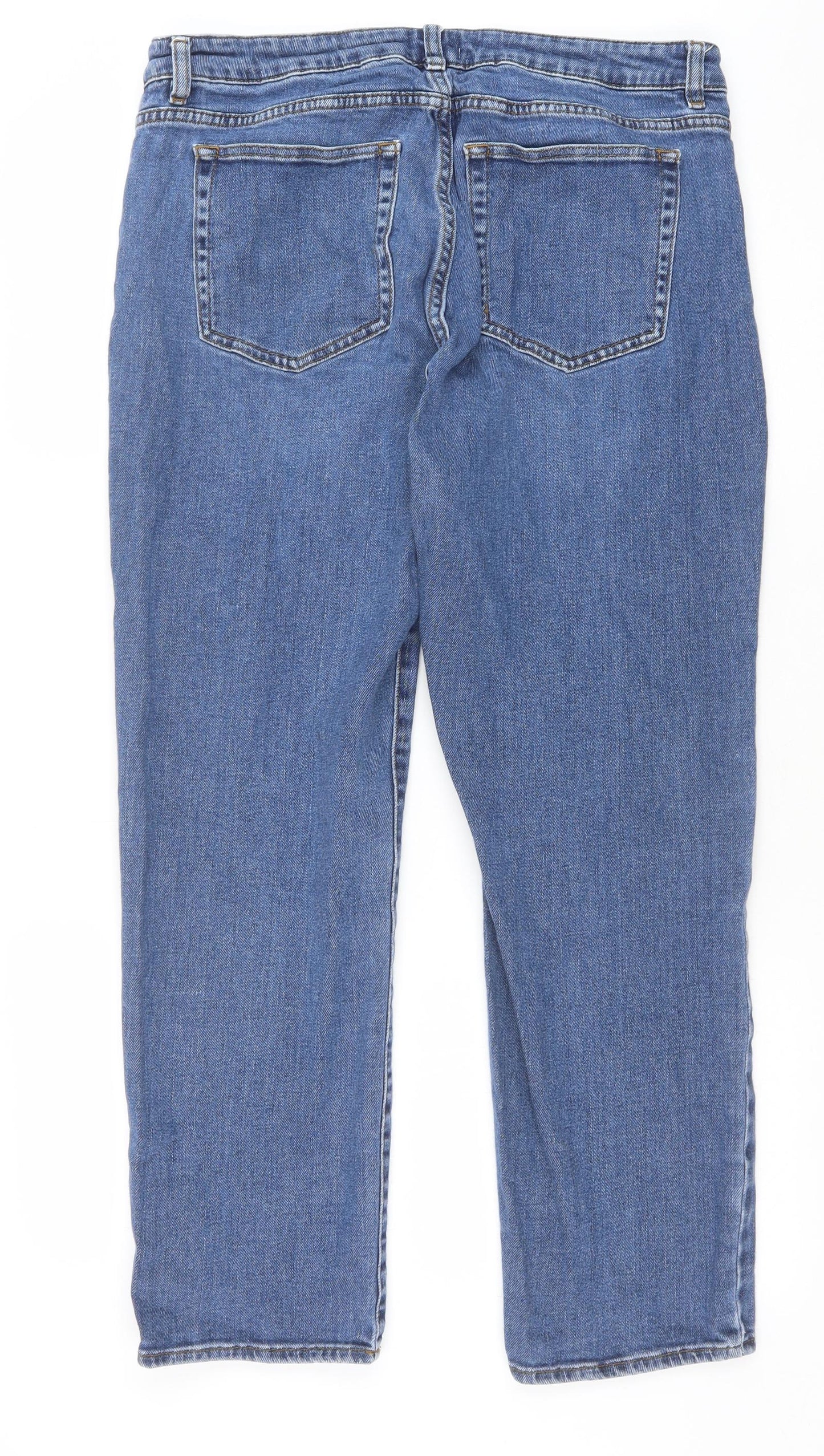 White Stuff Womens Blue Cotton Straight Jeans Size 14 Regular Zip