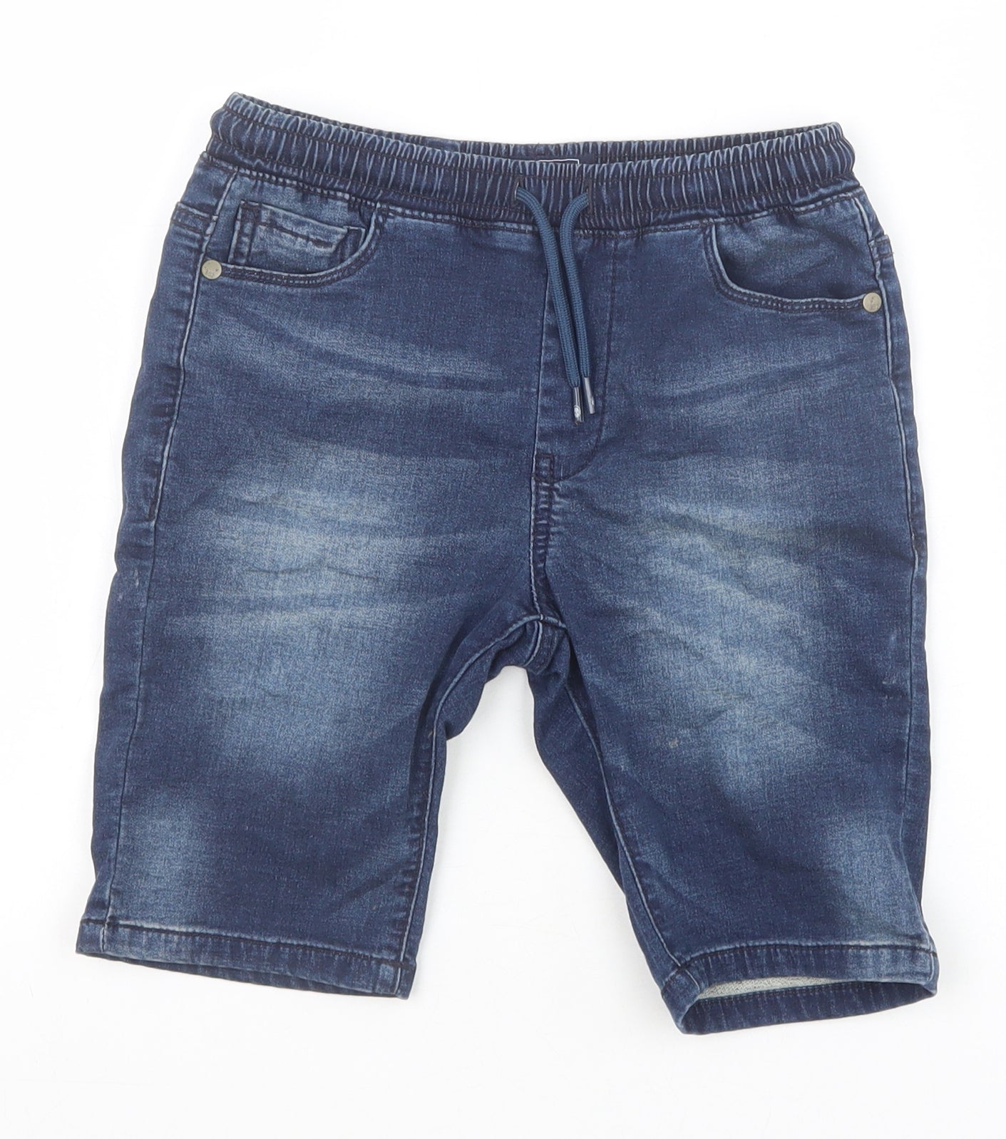 NEXT Boys Blue Cotton Bermuda Shorts Size 8 Years Regular Drawstring