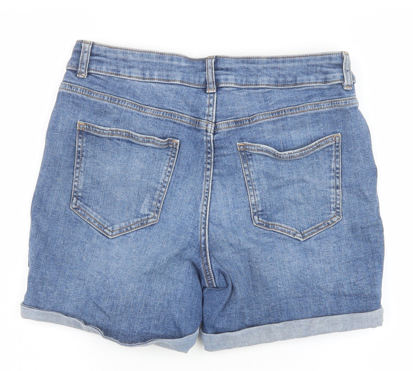 TU Womens Blue Cotton Mom Shorts Size 10 Regular Zip