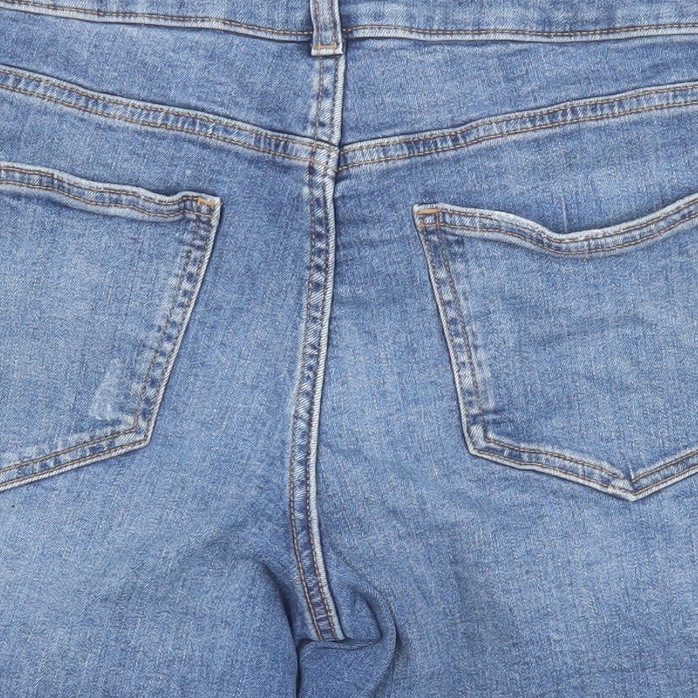 TU Womens Blue Cotton Mom Shorts Size 10 Regular Zip