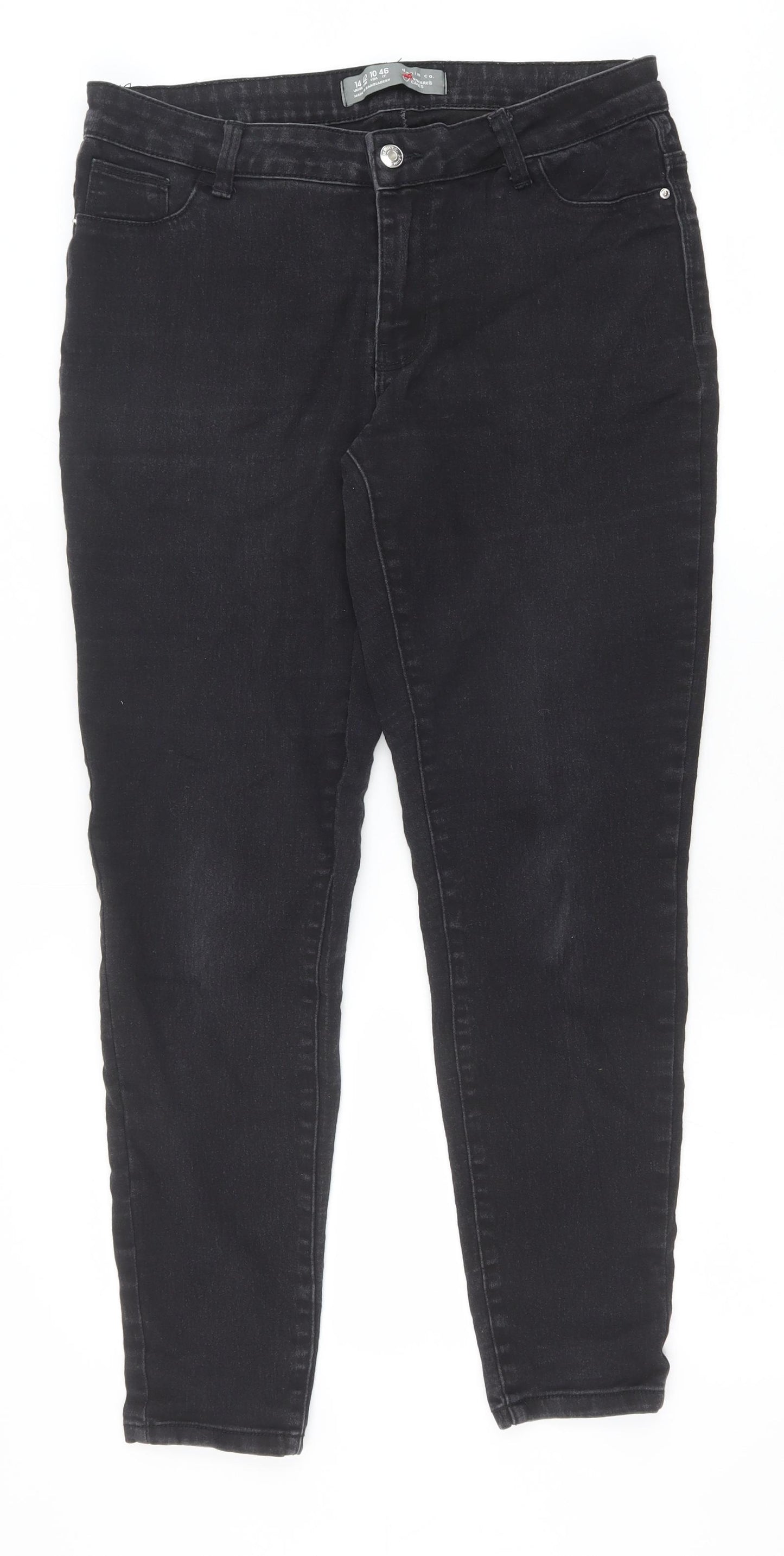 Primark Womens Black Cotton Skinny Jeans Size 14 Slim Zip