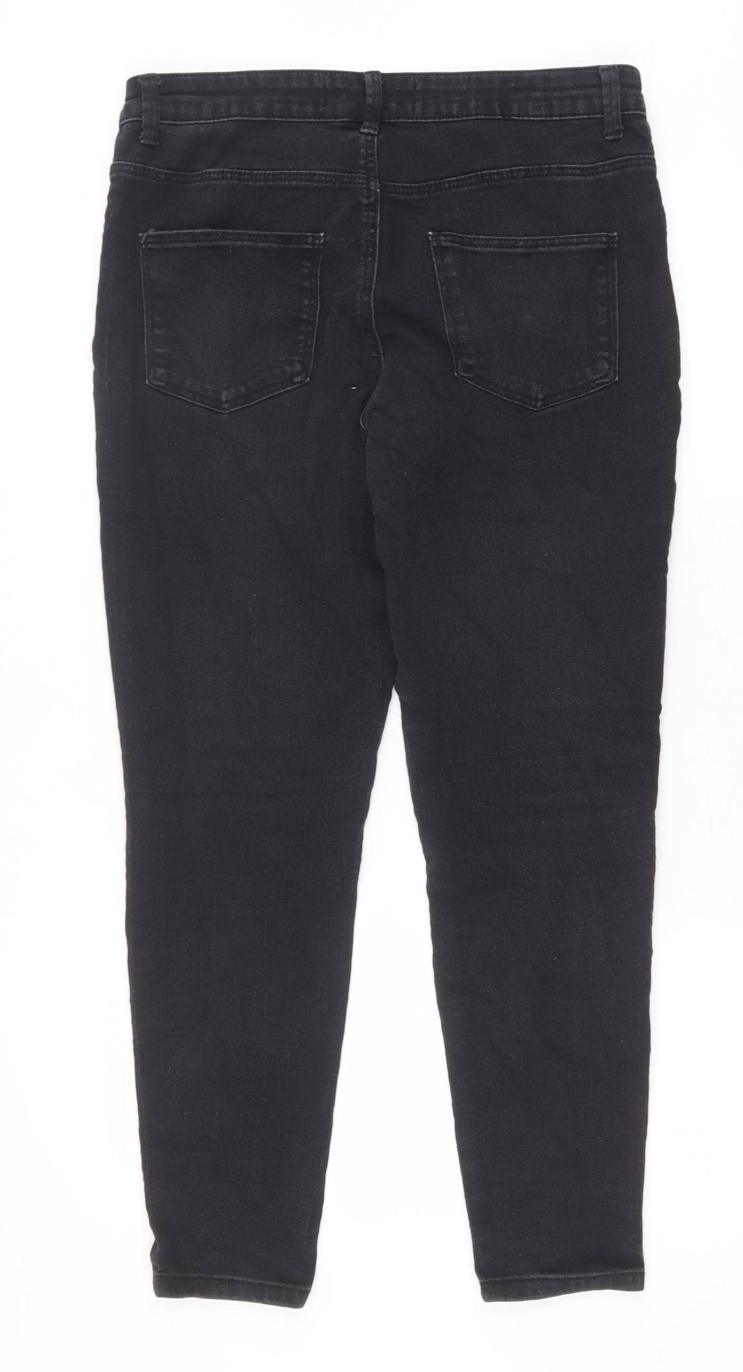 Primark Womens Black Cotton Skinny Jeans Size 14 Slim Zip