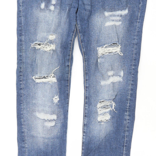 H&M Womens Blue Cotton Skinny Jeans Size 34 in Slim Button