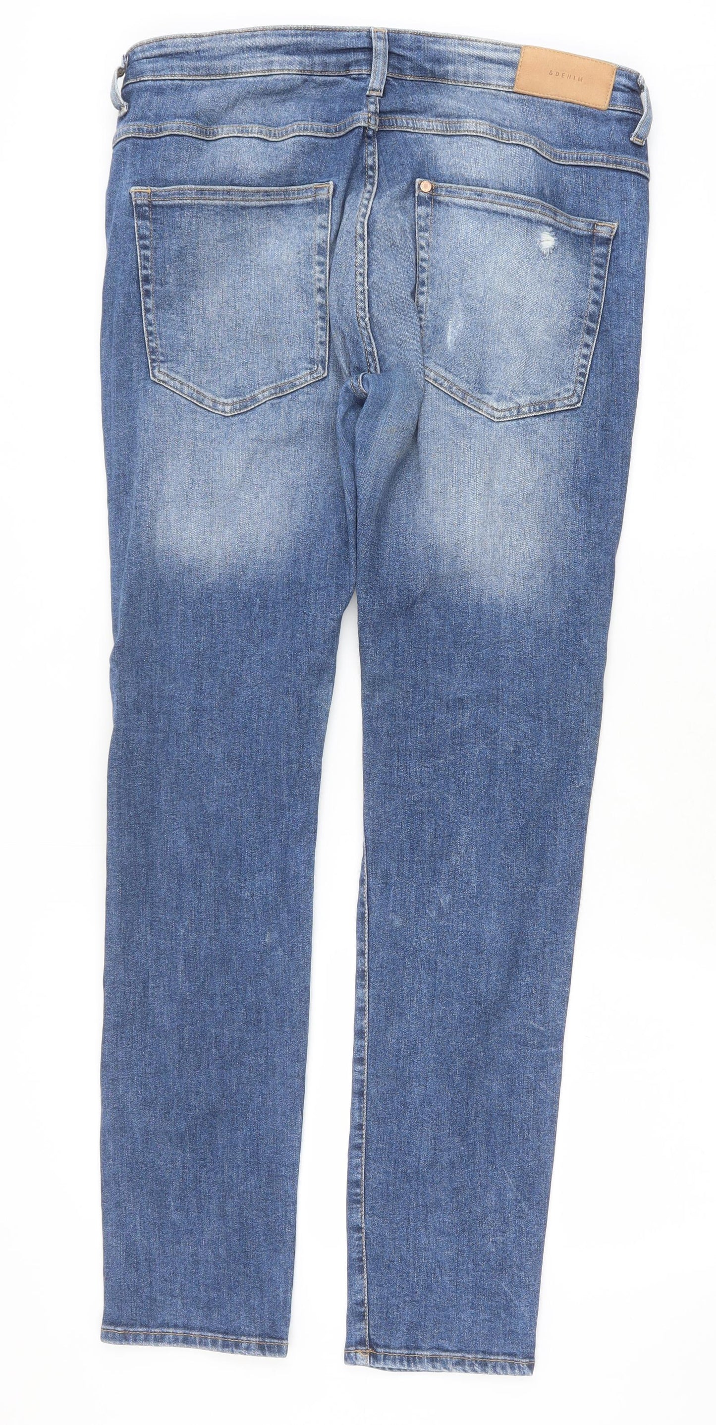 H&M Womens Blue Cotton Skinny Jeans Size 34 in Slim Button