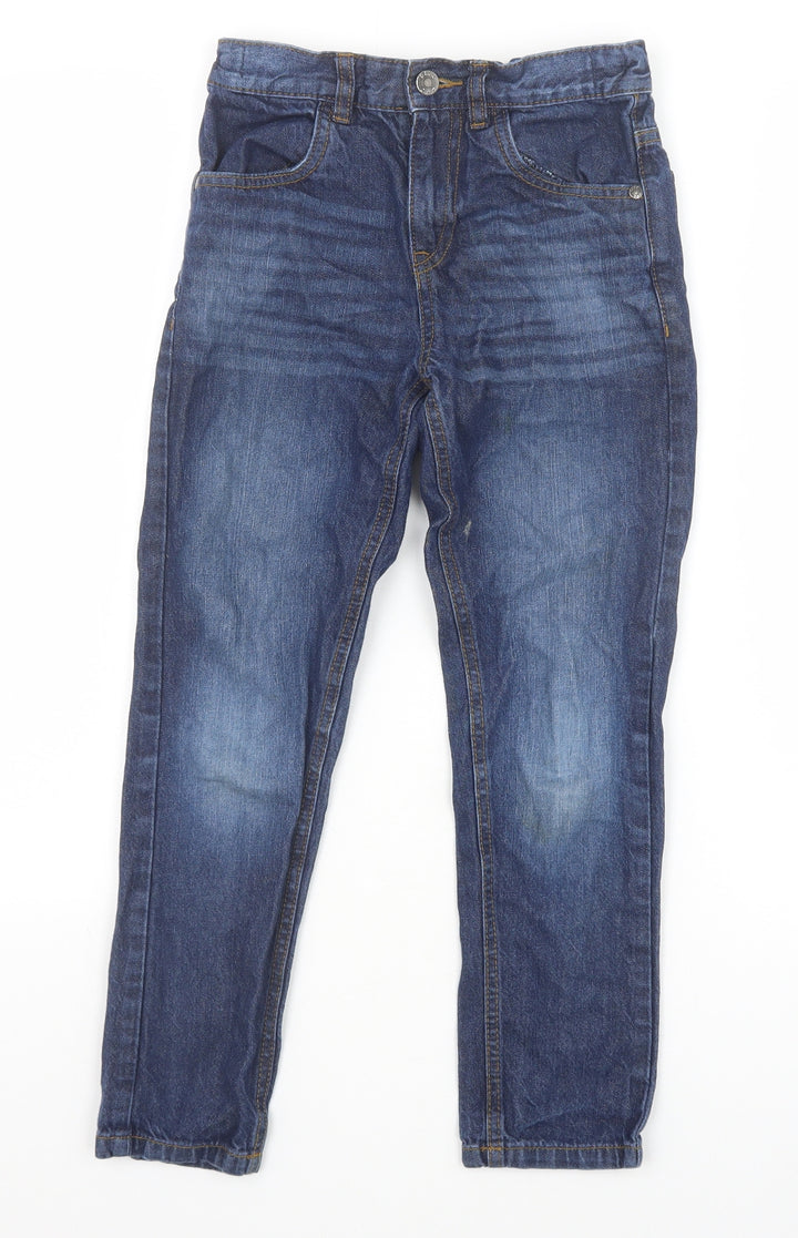 Debenhams Boys Blue 100% Cotton Tapered Jeans Size 9 Months Regular Zip