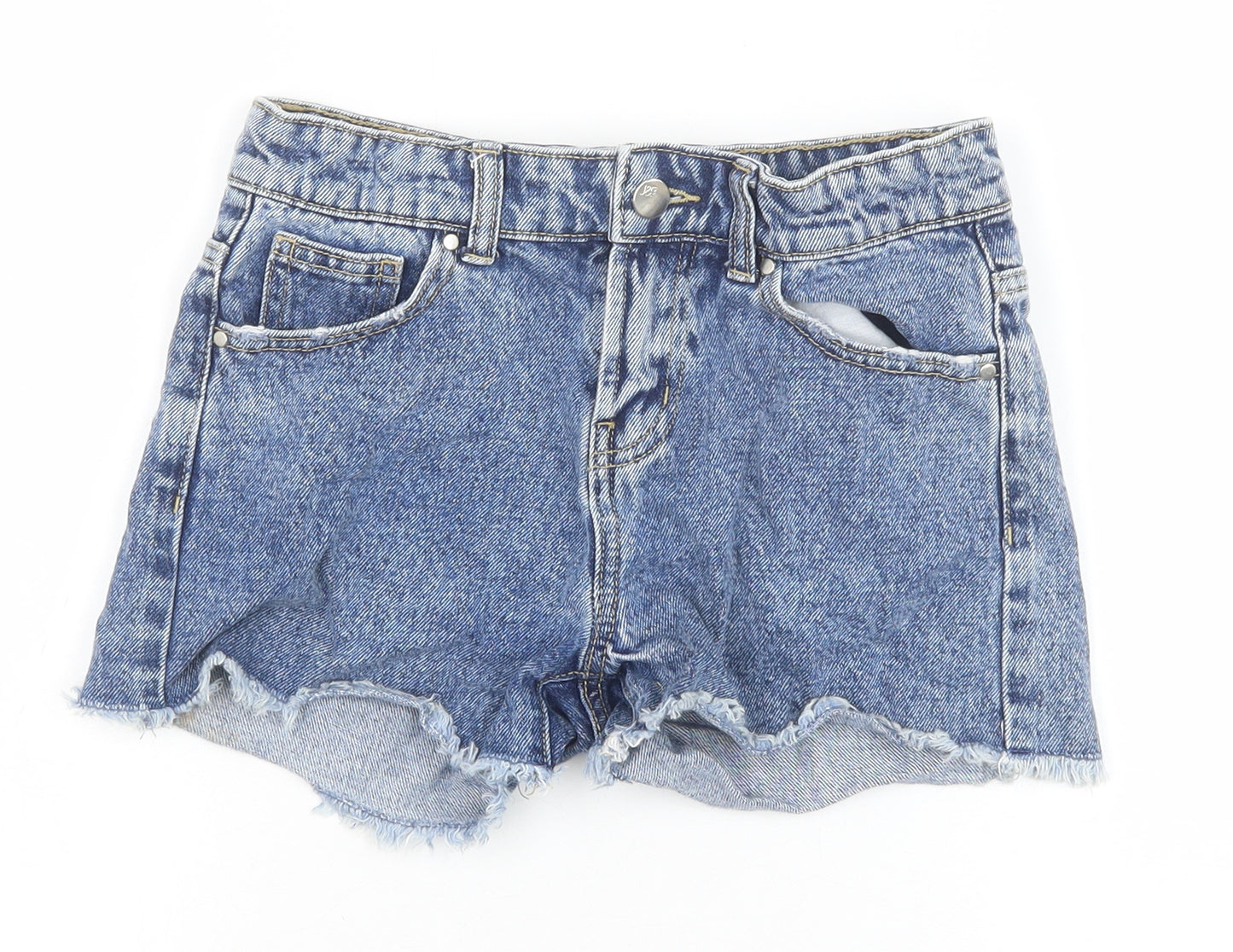 Jeff Banks Girls Blue Cotton Hot Pants Shorts Size 10-11 Years Regular Zip