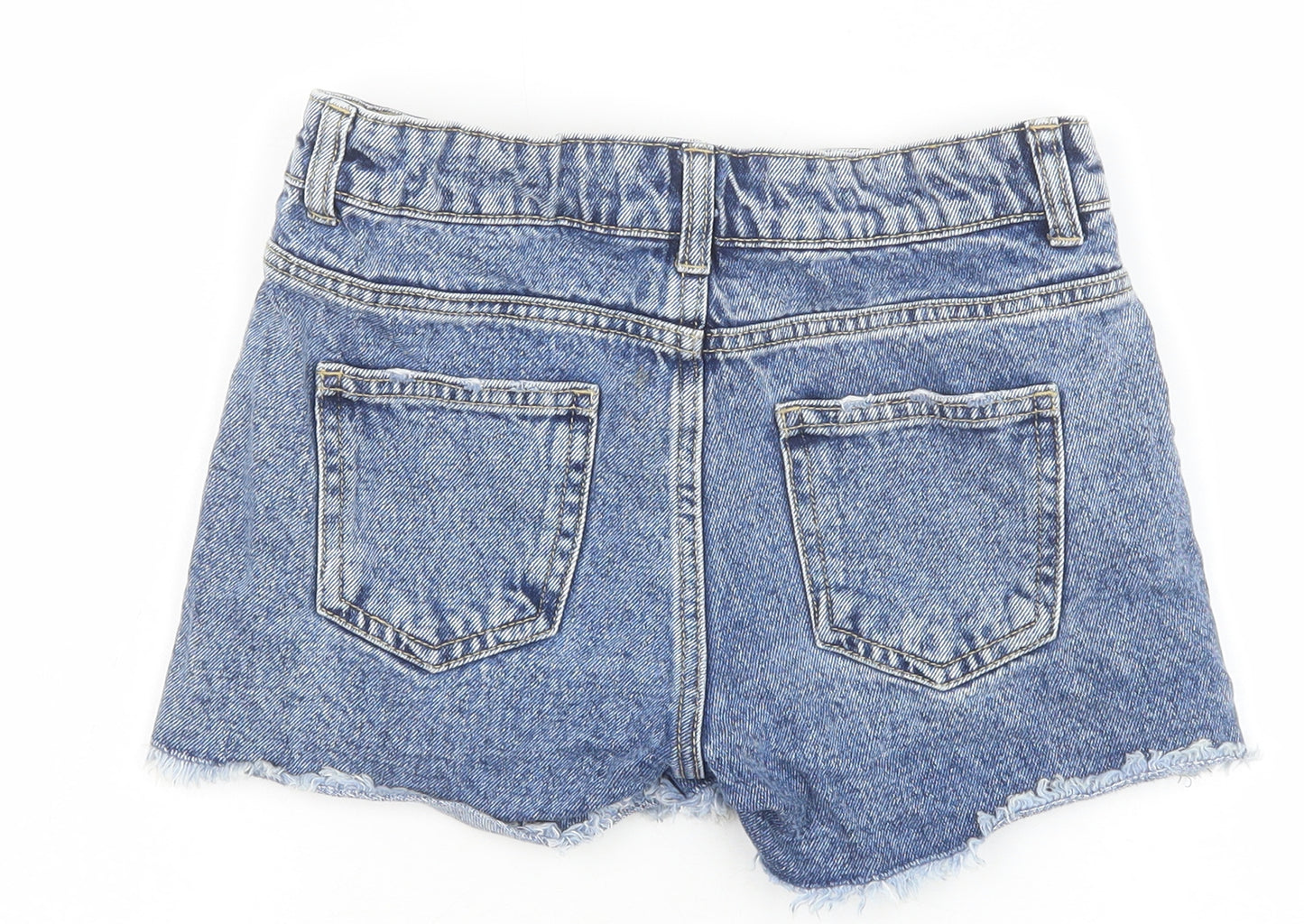Jeff Banks Girls Blue Cotton Hot Pants Shorts Size 10-11 Years Regular Zip