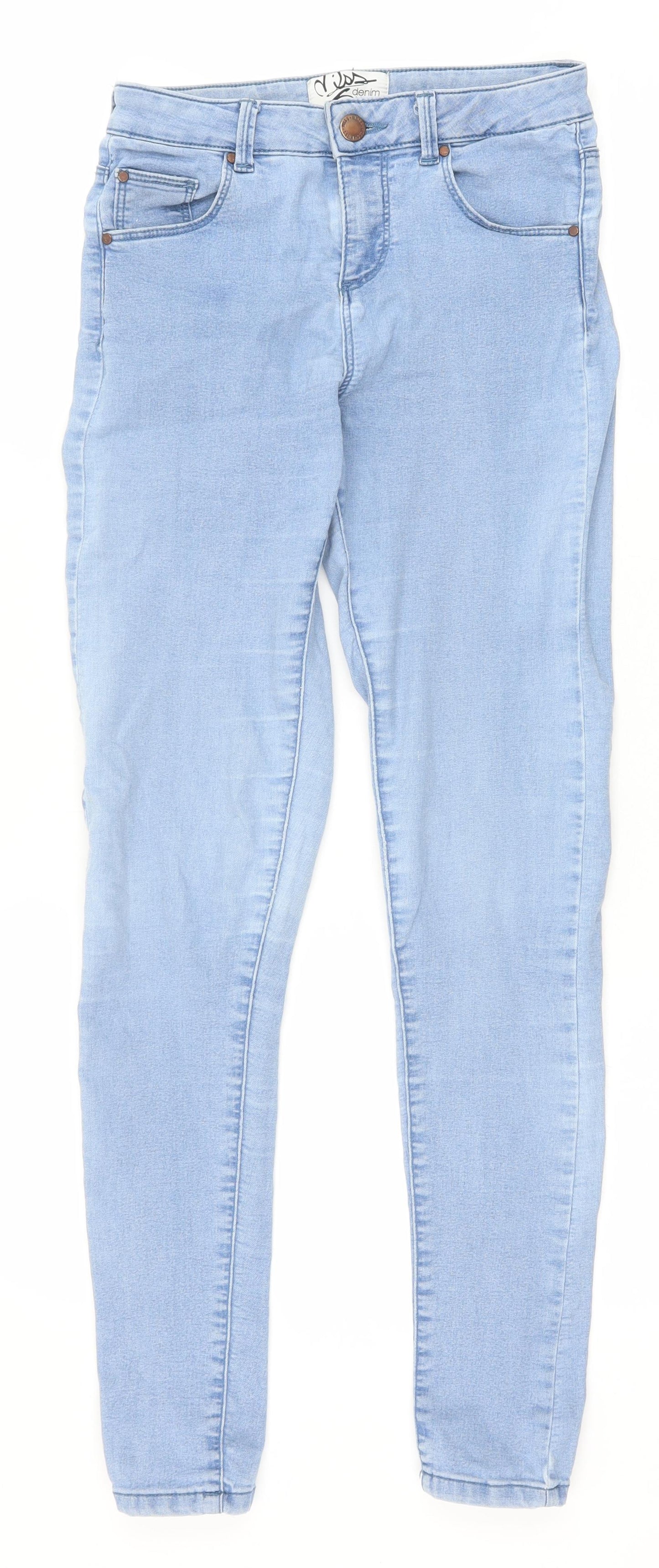 Miss Selfridge Womens Blue Cotton Skinny Jeans Size 8 Slim Zip