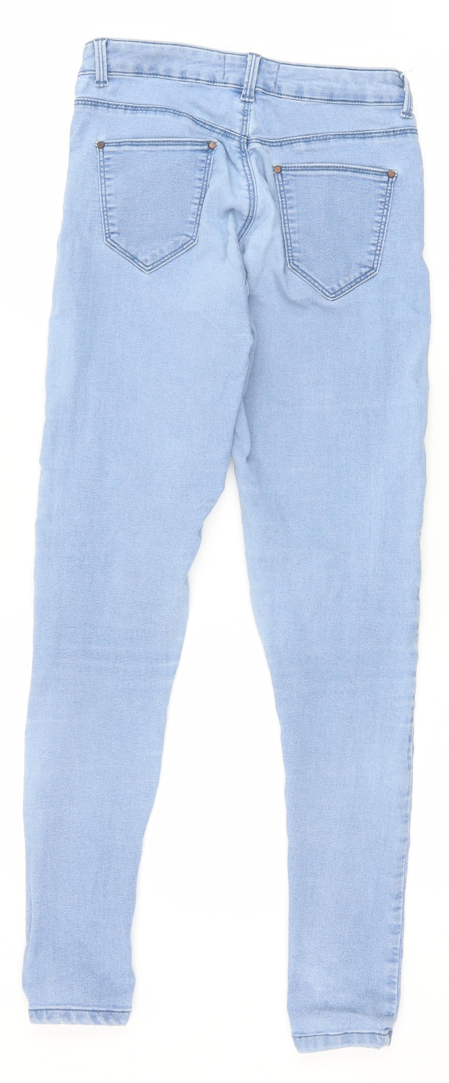 Miss Selfridge Womens Blue Cotton Skinny Jeans Size 8 Slim Zip